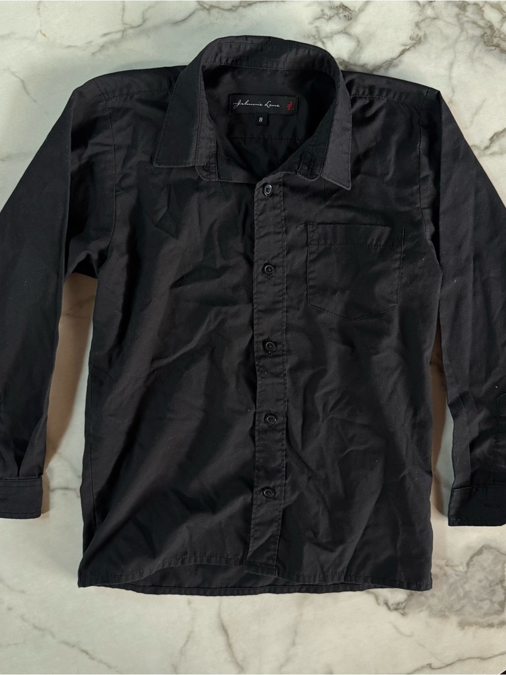 Kids Black Long-Sleeve Button-Down Shirt
